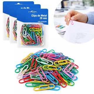 Kit 100 / 200 / 300 Unidades de Clips de Metal para Papel Escritório Home Office em Oferta na Shopee