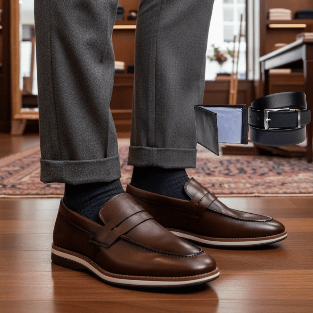 Sapato Social Cinto Carteira Oxford Milan Confortável Sapato Masculino Social Brogue Festa Igreja