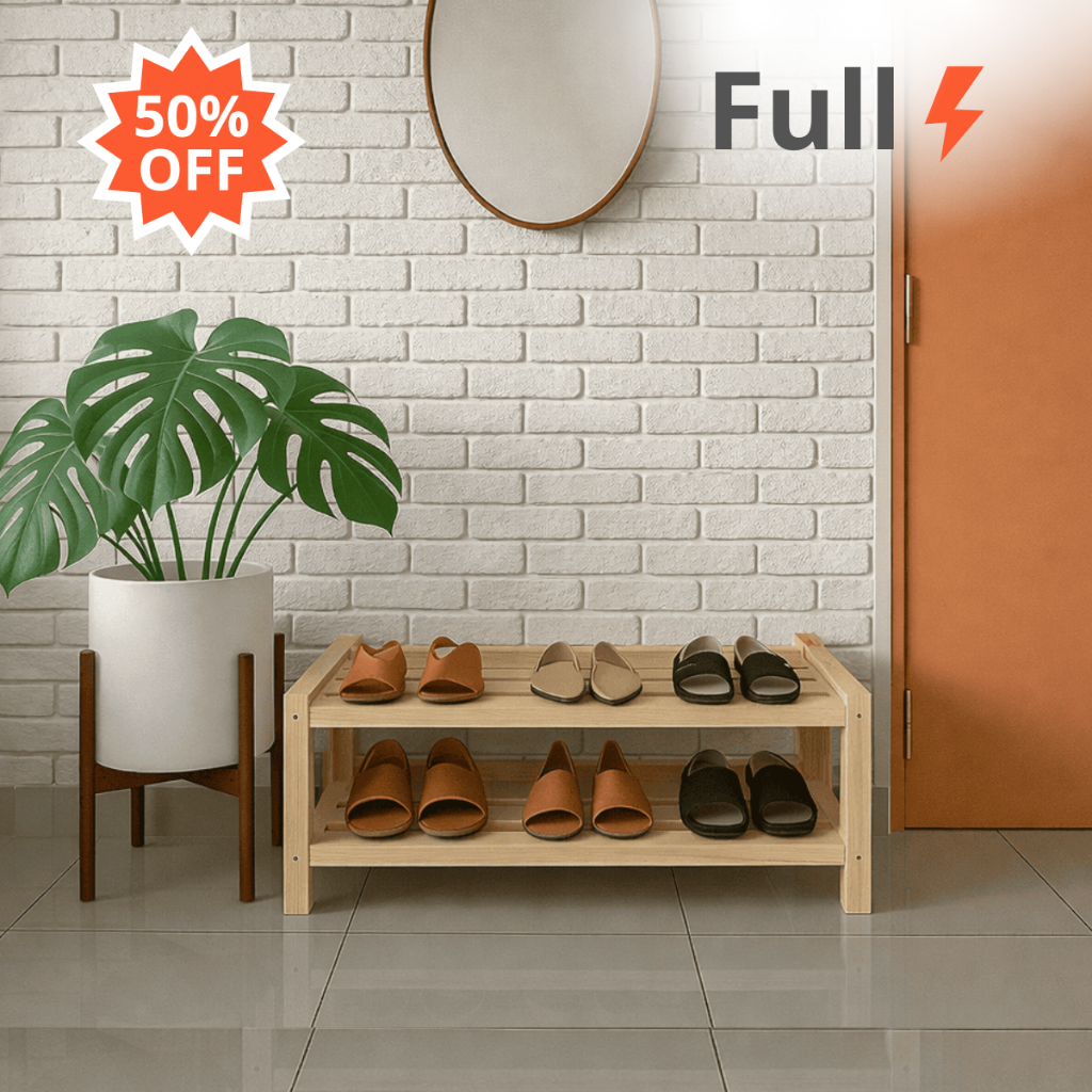 Sapateira de Madeira - Banco de Hall de entrada - Com 2 prateleiras Reforçadas em Oferta na Shopee