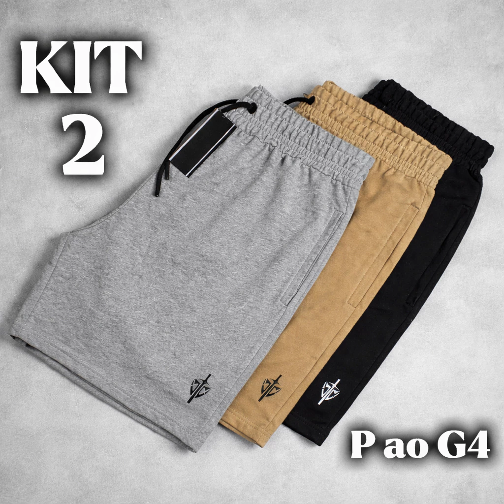 Kit 2 Bermuda Masculina Moletinho Short Plus Size Casual Moletom G ao G4