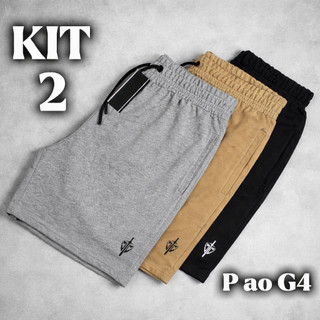 Kit 2 Bermuda Masculina Moletinho Short Plus Size Casual Moletom G ao G4