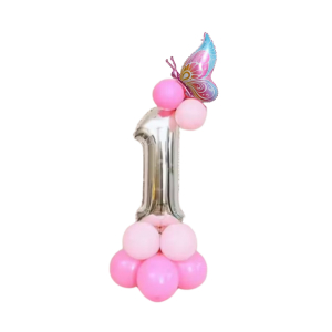Buquê de balão com número e borboleta para decorar sua festa em Oferta na Shopee