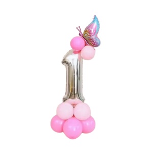Buquê de balão com número e borboleta para decorar sua festa em Oferta na Shopee