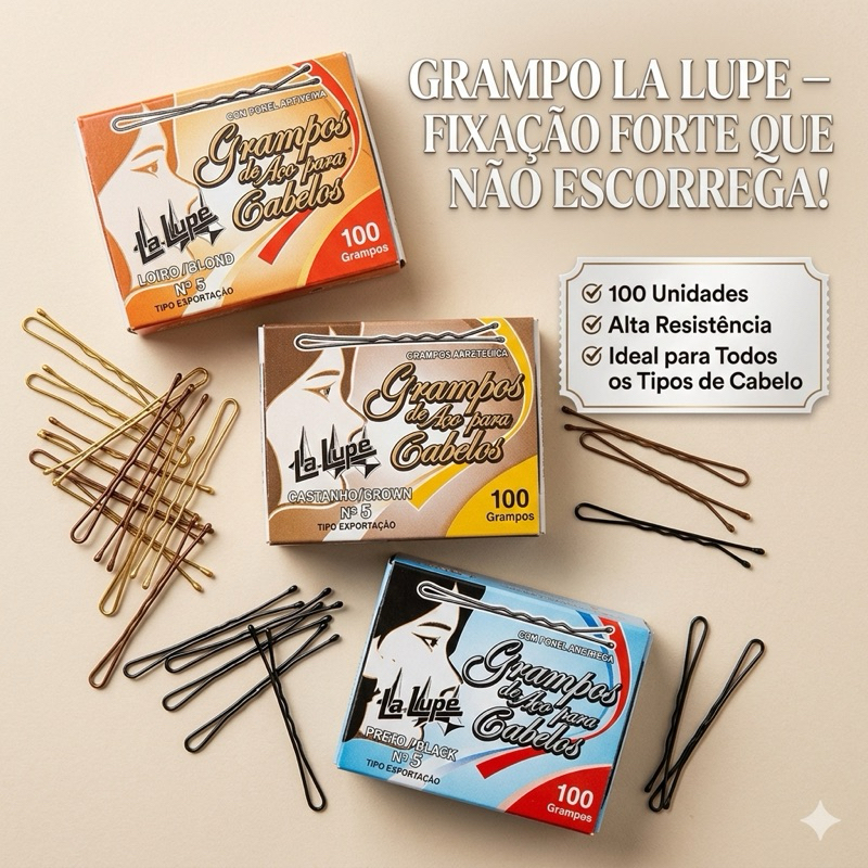 Grampos De Aço Para Cabelos - 100 Peças - La Lupe