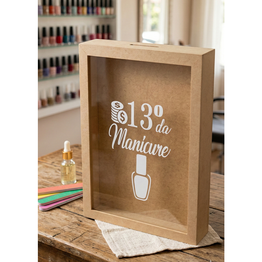 Quadro Cofre 32x22 Em Mdf 13° Da Manicure com acrílico E Adesivo