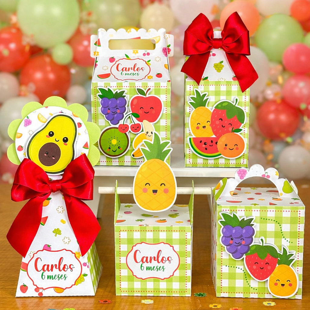 Kit Caixinhas Personalizadas Frutinhas | Pegue e Monte | Lembrancinha Aniversário e Festa Infantil