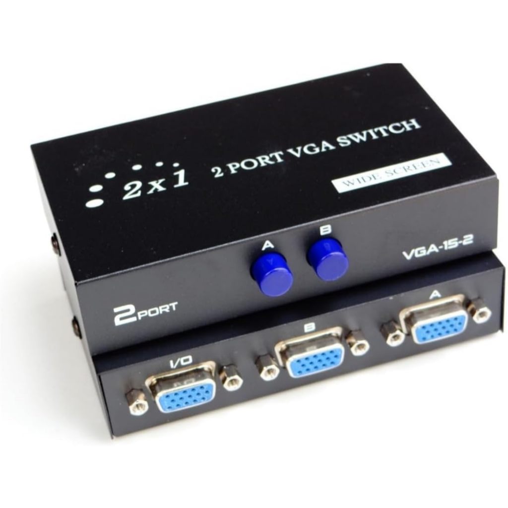 Chave Seletora Vga A/b Switch 2 Pcs X 1 Monitor Vga Fêmea Preto
