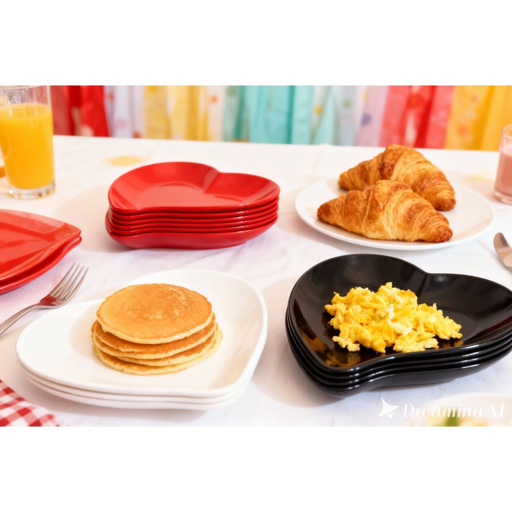 Kit 20 Prato Petisqueira Coração Plástico Rígido para Servir Sobremesa Frios Petiscos  Mesa Posta Decorativa
