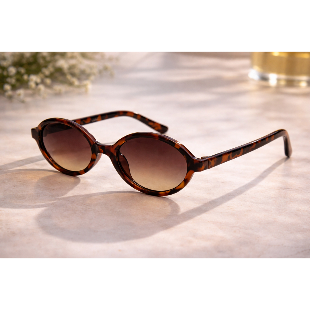 Óculos de sol feminino oval retrô, padrão tartaruga, estilo moderno