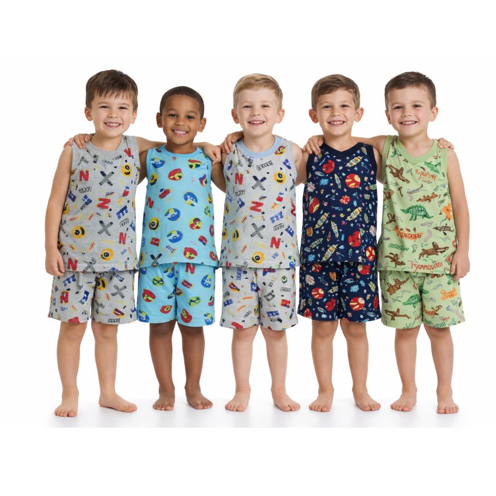 Kit 2 Pijama Regata Menino Malha 100% Algodão Estampado