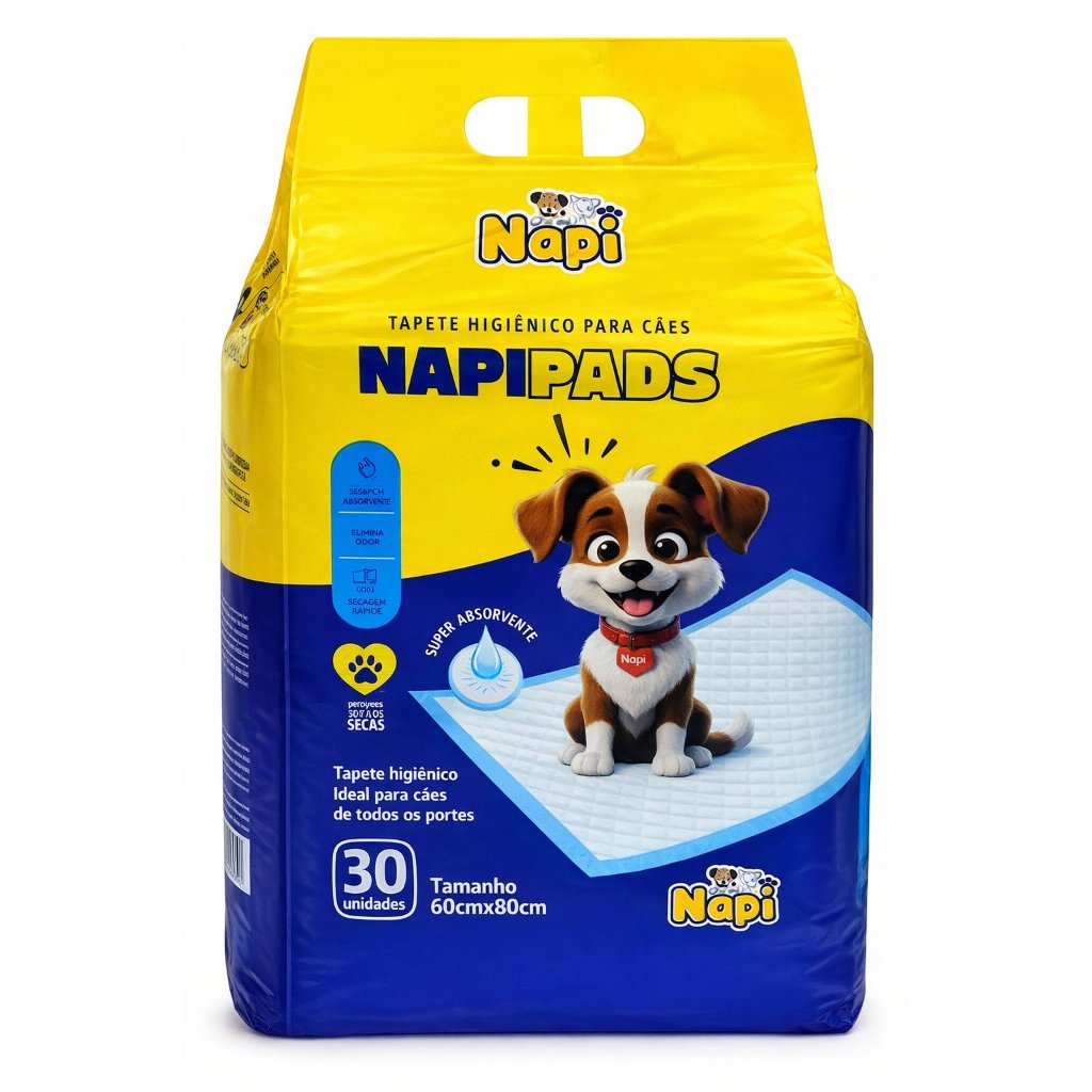 Tapete Higiênico Para Cães Napi 80x60cm Aumenta Absorção Sem Odor 30 Unidades