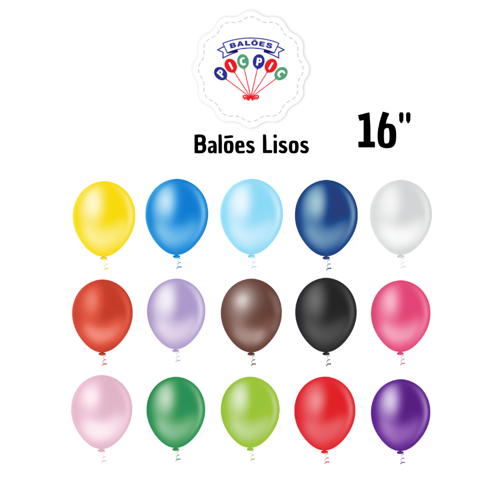 Balão Pic Pic 16 Polegadas Redondo 12 Unidades Liso Bexiga Bola Coloridos Festa Aniversário Látex
