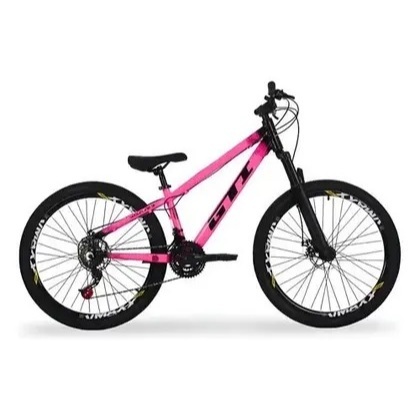 Bicicleta GTI Wolfline Aluminio Aro26 21V Rodas Vmaxx - Rosa Preto