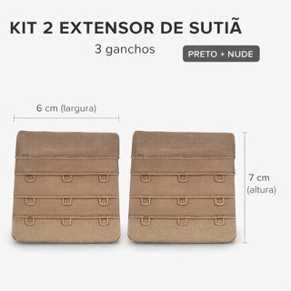 Kit 2 Extensor Prolongador de Sutiã 3 ganchos Reforçado 7 cm de Comprimento Preto e Nude em Oferta na Shopee