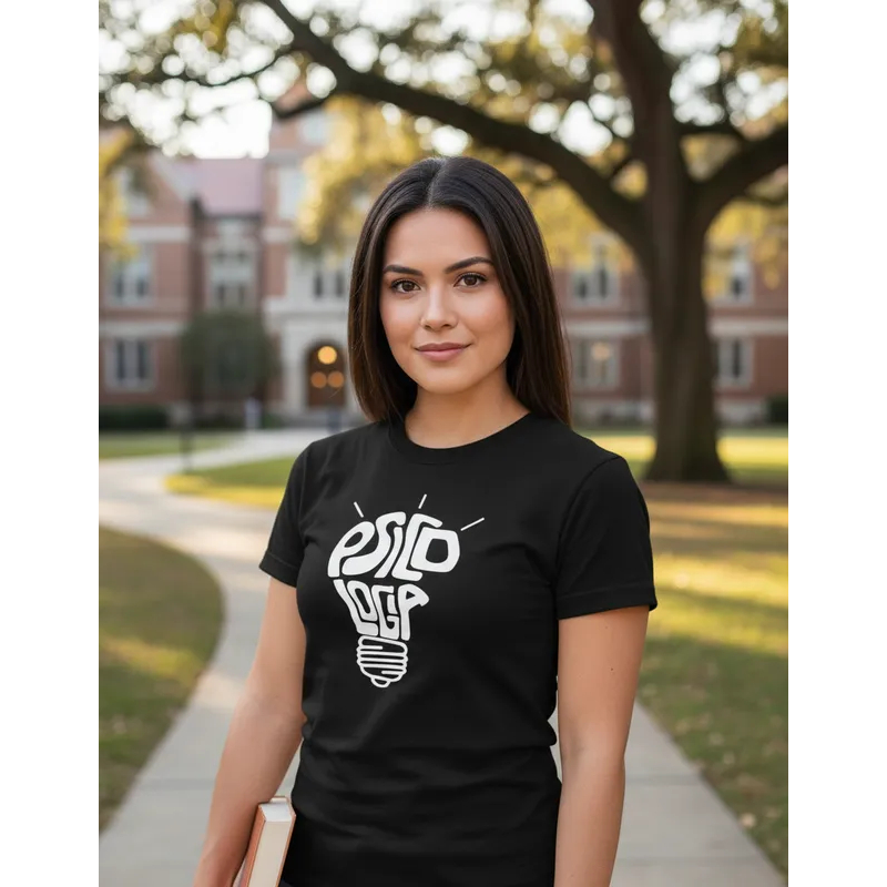 Camiseta ou Baby Look Psicologia Lâmpada Psicóloga Faculdade Curso Clinica Professora Camisa Presente