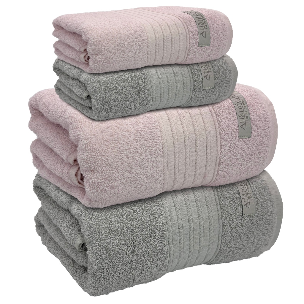 Jogo/Kit 4 Toalhas (2 Banho + 2 Rosto) Amare Atlântica Super Premium Grossa Algodão Fio Penteado