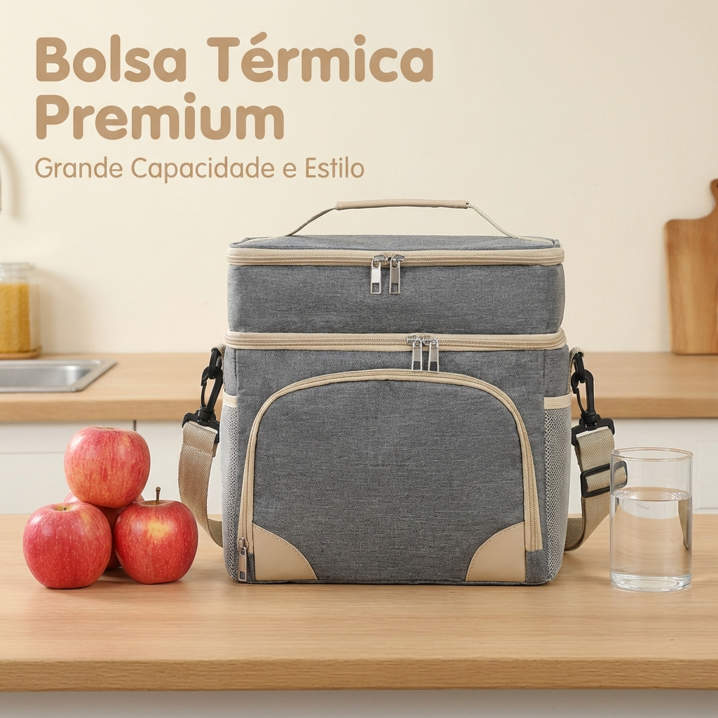 Bolsa térmica de camada dupla, bolsa de piquenique de grande capacidade para uso externo, bolsa para lancheira em Oferta na Shopee