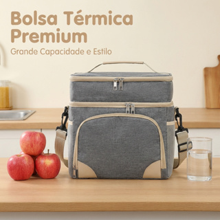 Bolsa térmica de camada dupla, bolsa de piquenique de grande capacidade para uso externo, bolsa para lancheira em Oferta na Shopee