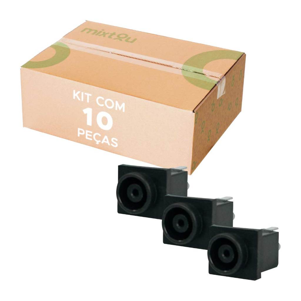 10x Conector Jack Da Fonte 3 Pinos Power Tv Monitor