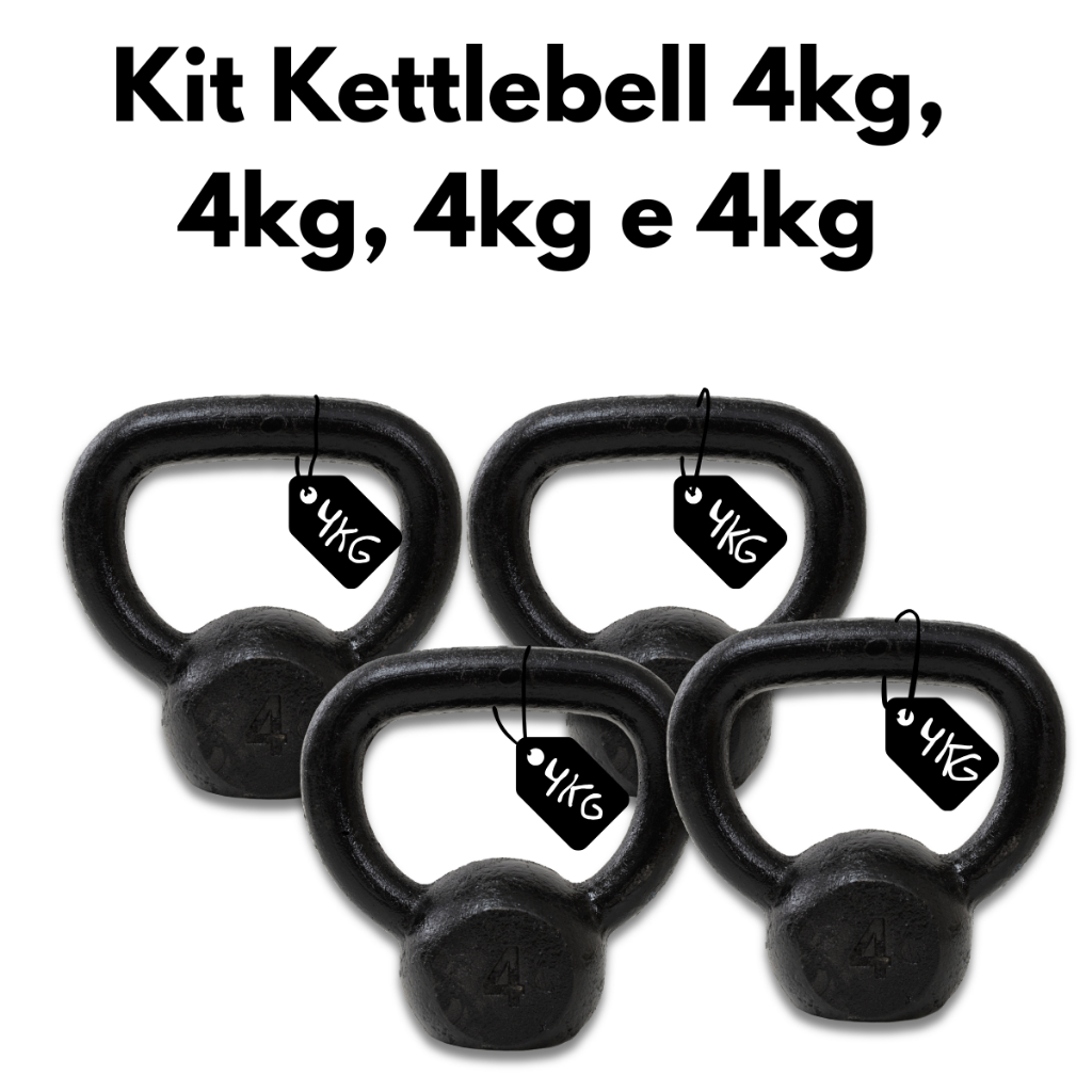 Kit Kettlebells 4kg, 4kg, 4kg e 4kg Treinamento Musculação Cross Training e Academia em Casa