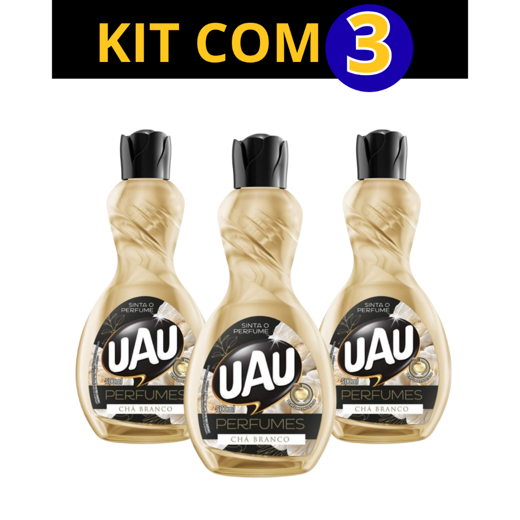 Kit 3un Limpador 500ml UAU Perfume Chá Branco