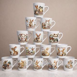 Kit Caneca Coelho Pascoa 120ml Porcelana Xicara Chá Café Presente Criativo Infantil Decoracao Tematica em Oferta na Shopee