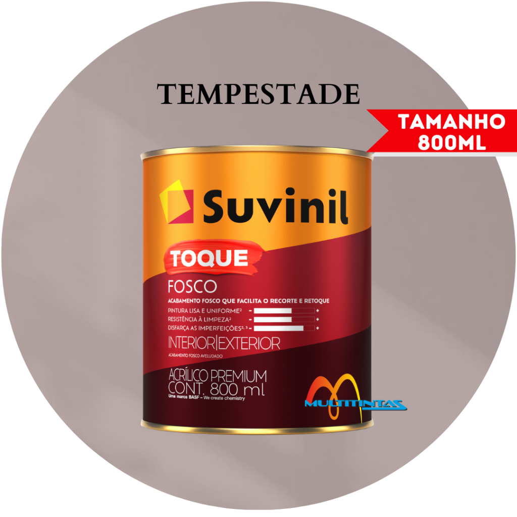 Tinta Acrílica 800ml Cor Tempestade Toque Fosco Suvinil