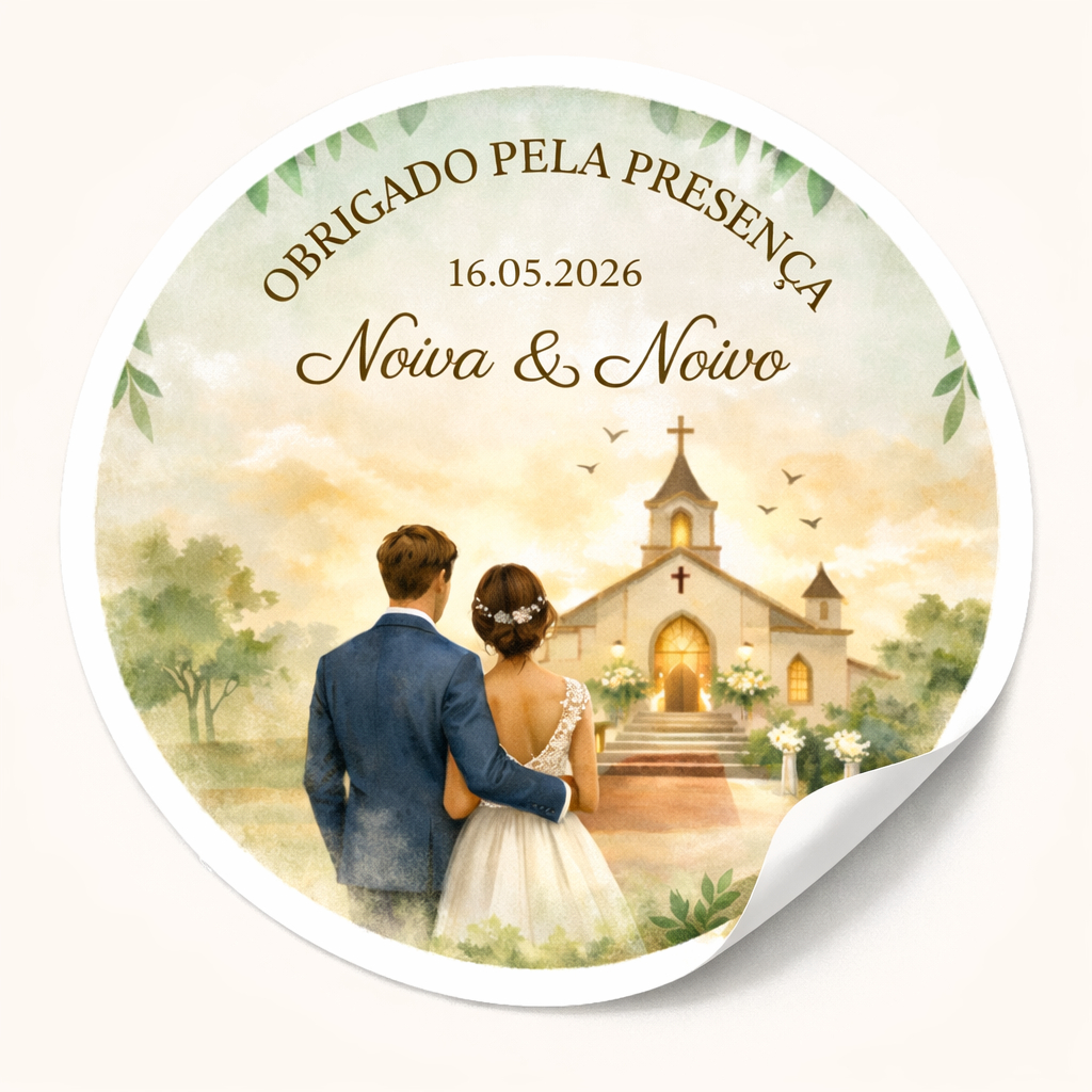 100/50 Adesivos para Casamento | Etiqueta com Nome e Data Personalizados | Redondo 4cm