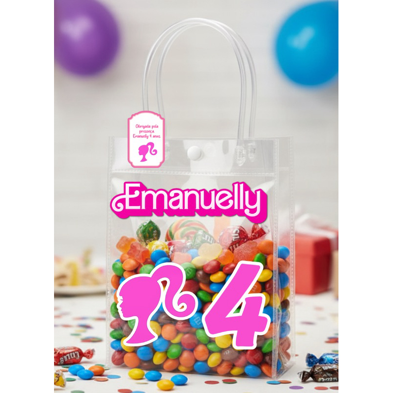 Kit Personalizado de Adesivos Barbie Para Sacolinha Transparente - NÃO ACOMPANHA A SACOLA - Lembrancinha Aniversário