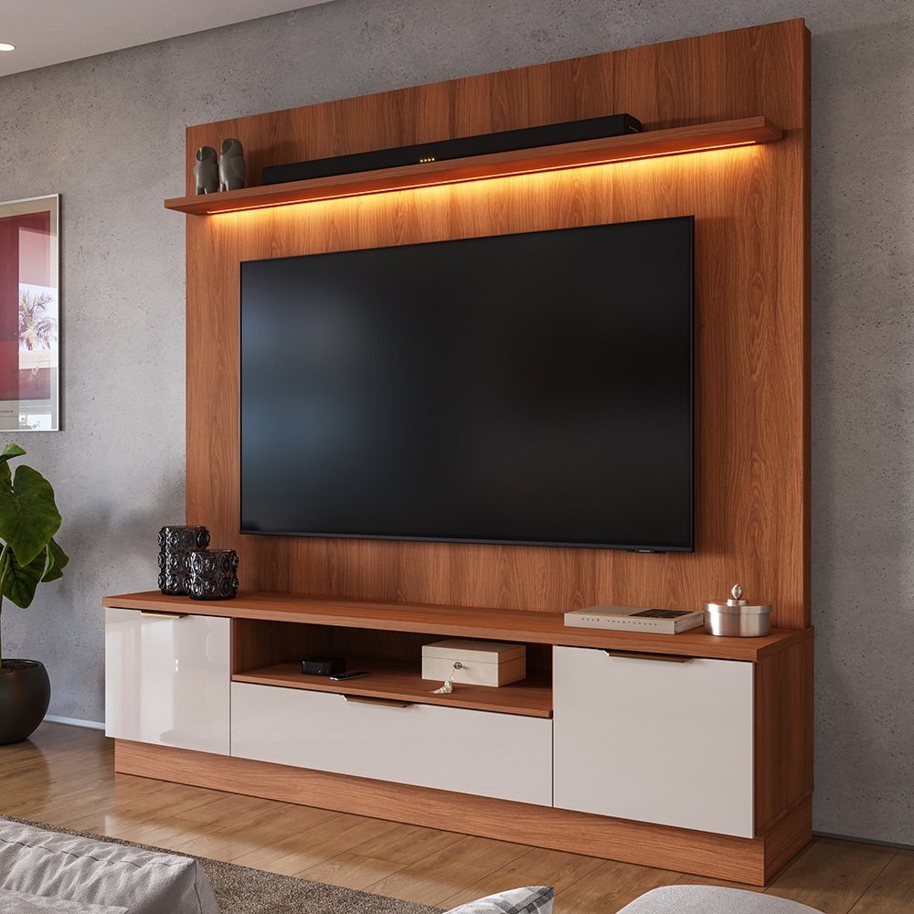 Estante Home Noble 1.8 para TV até 75 Polegadas com LED Painel Rack Sala Moderna