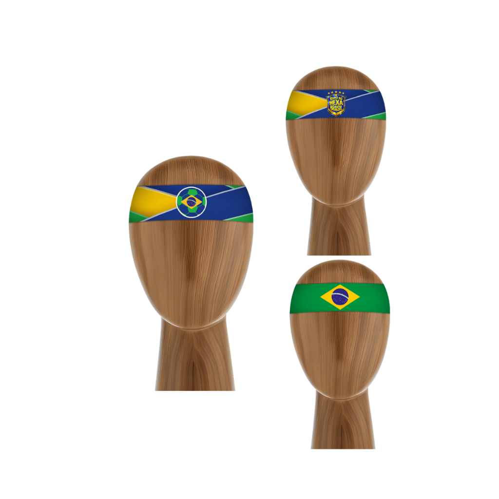 Bandana Faixa de Cabelo Tecido Sublimado Copa do Mundo Brasil 20x5cm