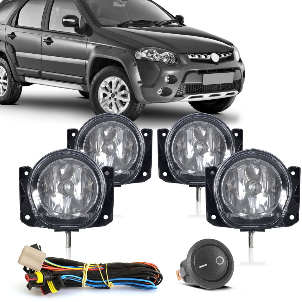 Kit farol de milha palio weekend strada adventure locker 2009 2010 2011 2012 com botão modelo alternativo