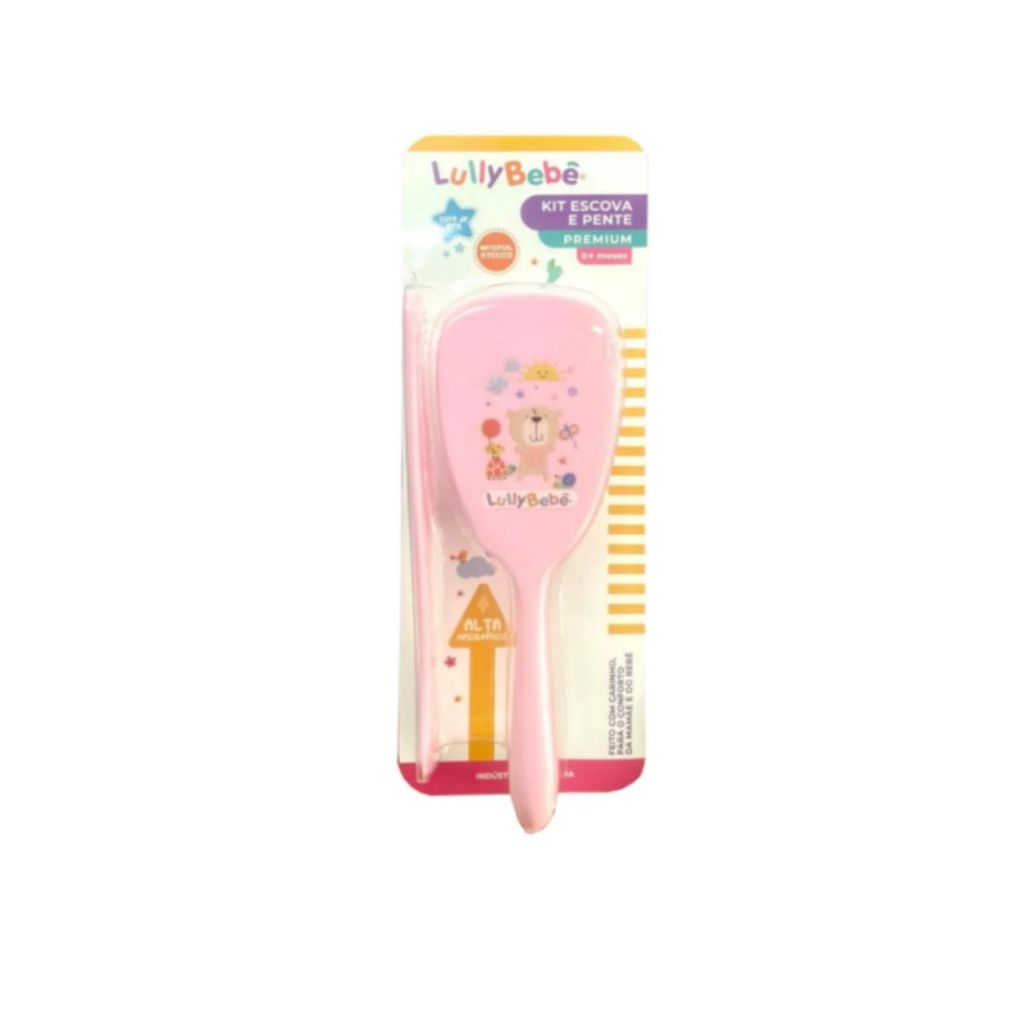 ESCOVA BABY CABELO LULLY + PENTE ROSA