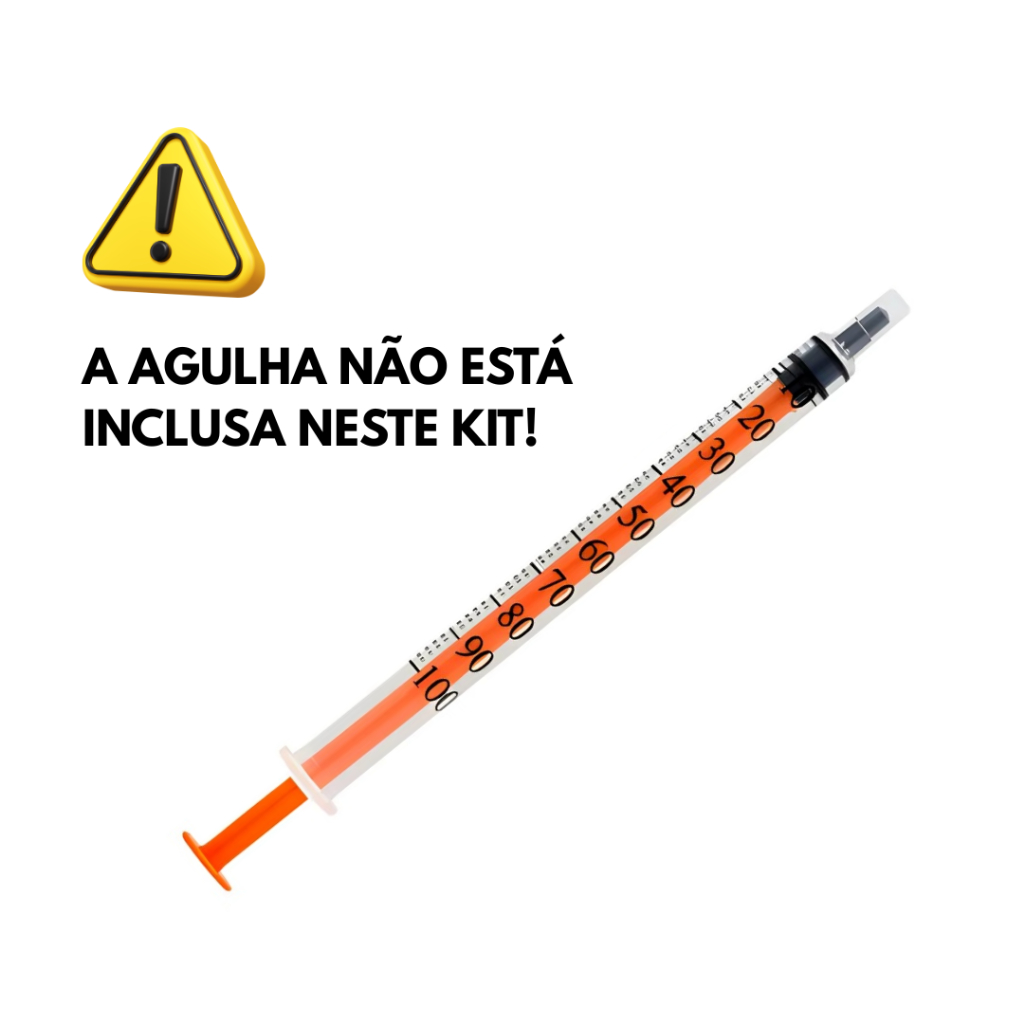 Kit 100 Seringa 1ml SEM Agulha Luer Slip para Insulina Estéril Descartável Resíduo Medix