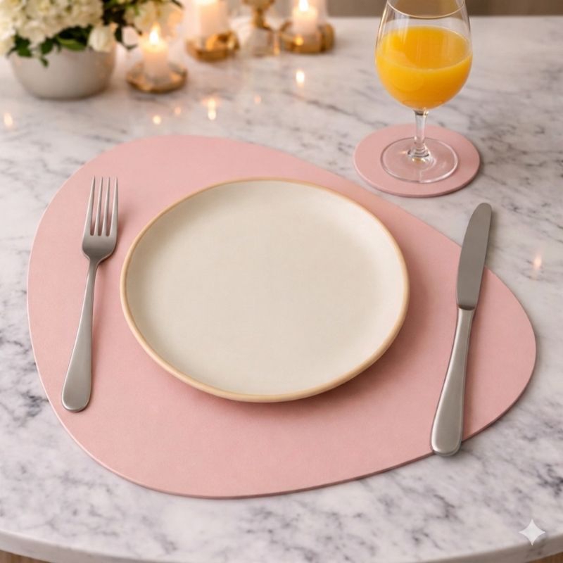 kit 1 a 10  Jogo Americano Impermeável Formato Diferenciado Premium + Porta Copos Cozinha Luxo