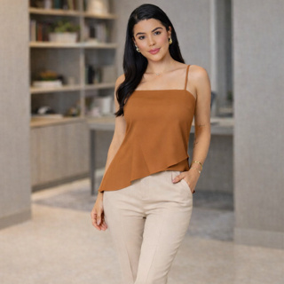 Blusa Regata Feminina Assimétrica Alcinha Leve Dia a Dia Não Amassa DUNA PREMIUM em Oferta na Shopee