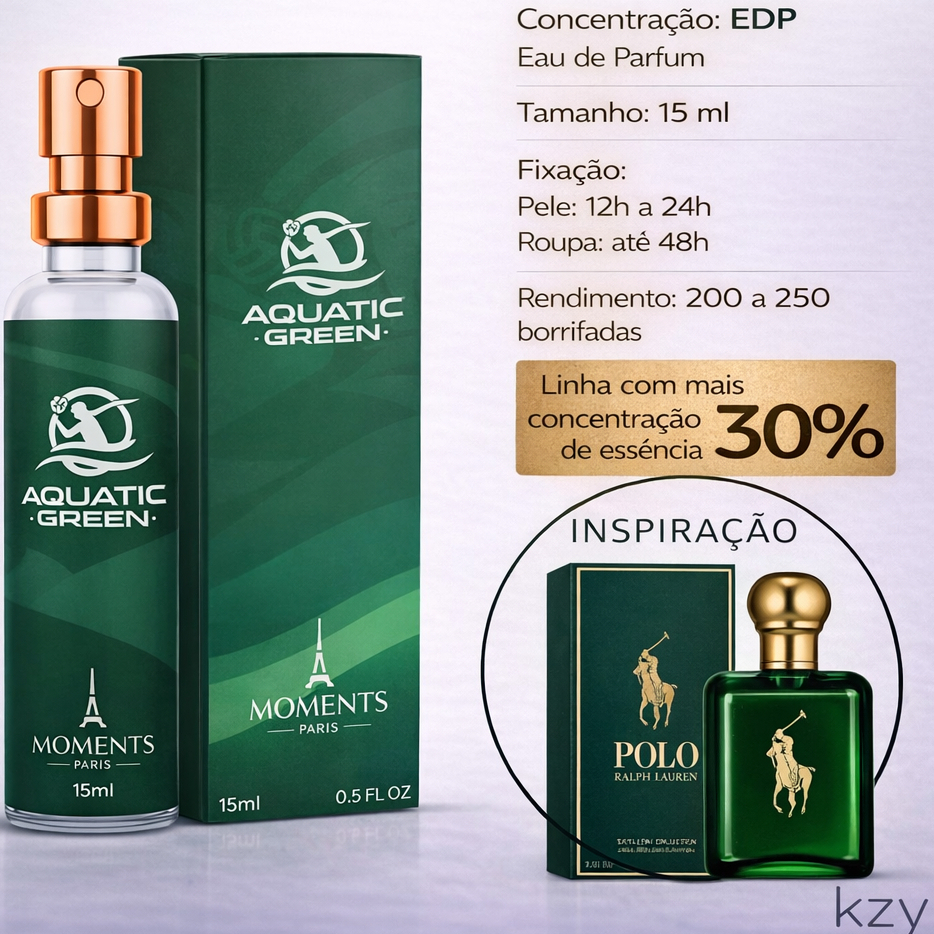 Perfume Importado Masculino Aquatic Green Eau de Parfum  EDP Homem 15ML Fragrancia Moments Presente