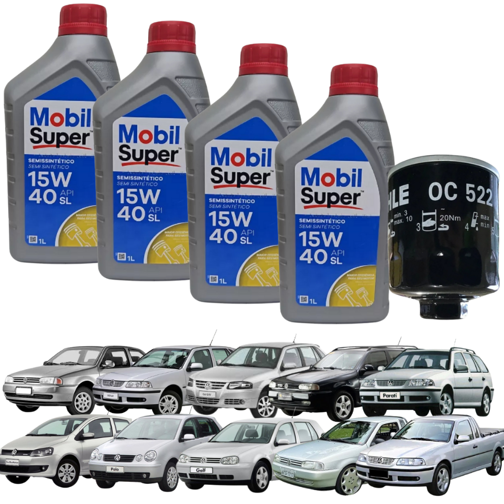 Kit Troca Óleo Mobil 15w40 VW Kombi 1.4 Flex Gol Voyage Saveiro Fox G2 G3 G4 G5 Motor AT AP EA111 em Oferta na Shopee