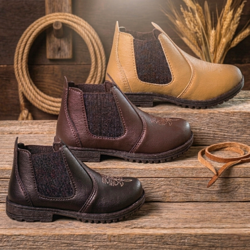 Bota Infantil Menino Jeca Original Confortável Jequinha Country Roça 22 Ao 27