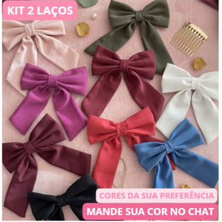 Kit 2 Laços de Linho Grandes com Presilha | Artesanais | Adulto ou Infantil | Casamento e Casual em Oferta na Shopee