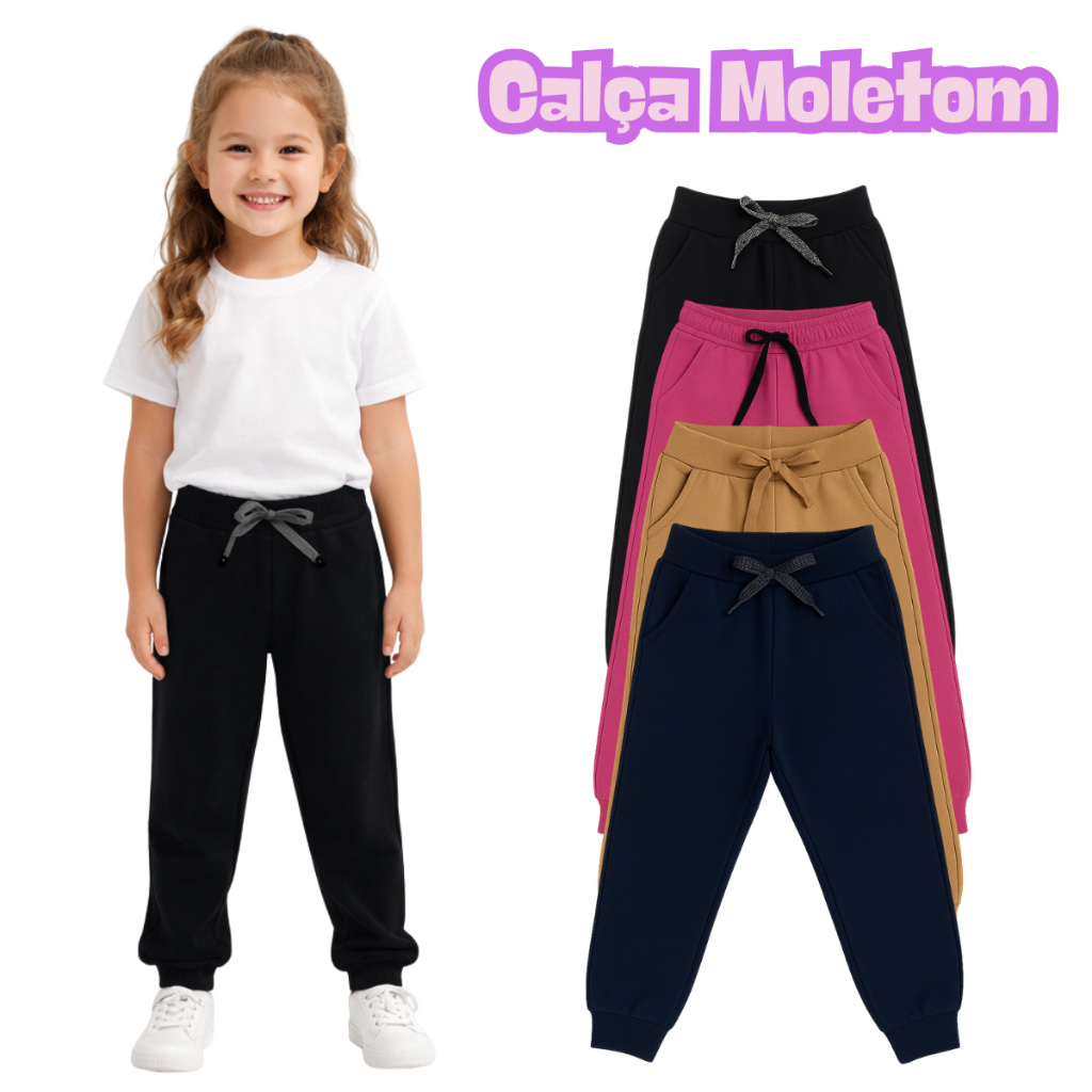 Calça Moletom Infantil Juvenil Menina Peluciado Flanelada Tamanho 1 ao 16