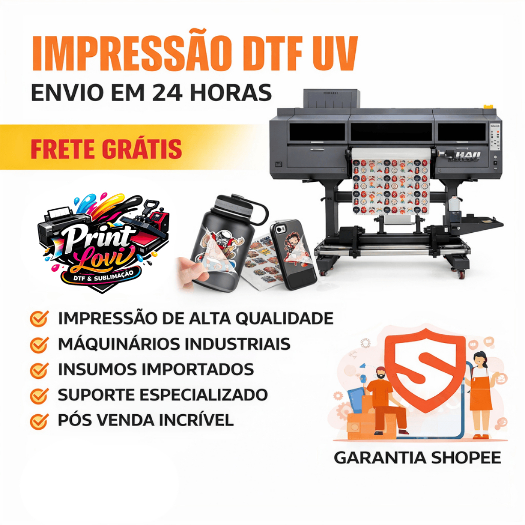 Impressão Folha de  Adesivo DTF UV com Verniz Enviados em Até 24 Horas