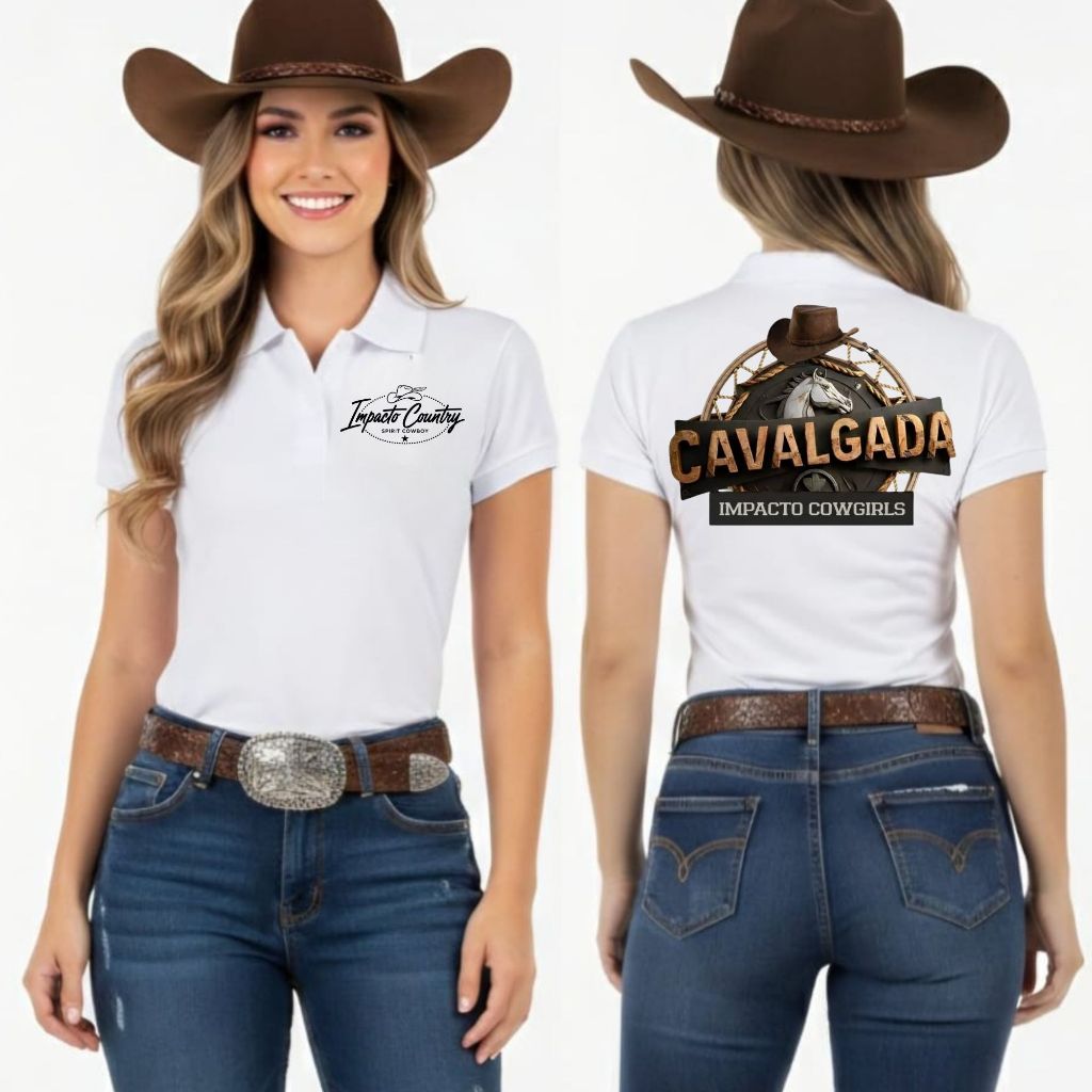 Camiseta Camisa Polo Feminina Baby Look Original Impacto Country Cavalgada Cowgirl Com Estilo Texas