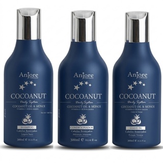 Kit Shampoo Condicionador Leavein Óleo de Coco Hidratação Brilho Nutrição Anti Frizz 300ml Anjore em Oferta na Shopee