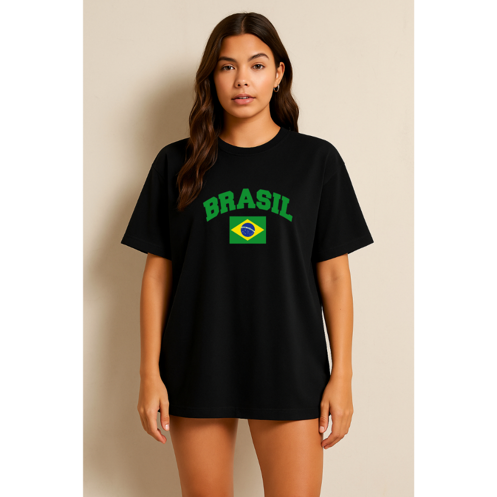 Camiseta Camisa Oversized T-shirt Brasil Copa do Mundo 2026 Time Brazil Unissex