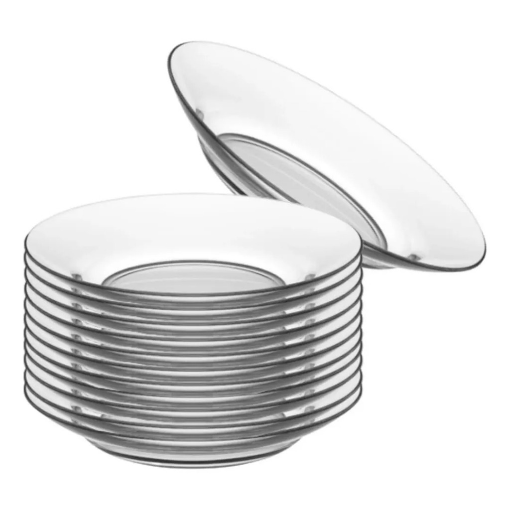 Kit Jogo De Pratos Liso Fundo 12 Unidades Restaurante Buffet