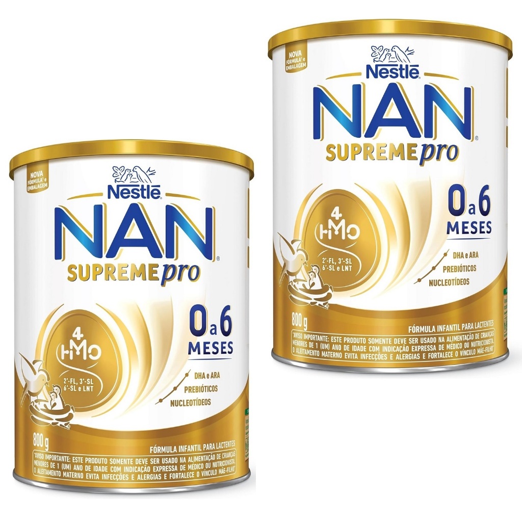 Kit 2 Latas NAN SUPREME 0 a 6 Meses 800g cada (AMARELO) EQ.1