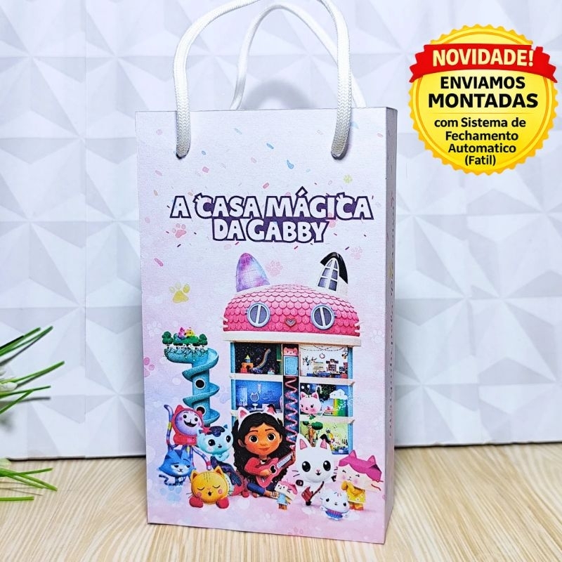 ENVIO RÁPIDO -  SACOLINHA PARA LEMBRANCINHAS CASA MÁGICA DA GABBY MONTADAS  ANIVERSÁRIO FESTA INFANTIL