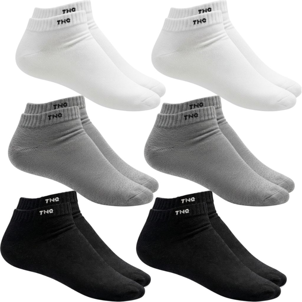 Kit 6 Pares de Meia Algodão Lisa Cano Curto Casual Unissex TNO 39-43