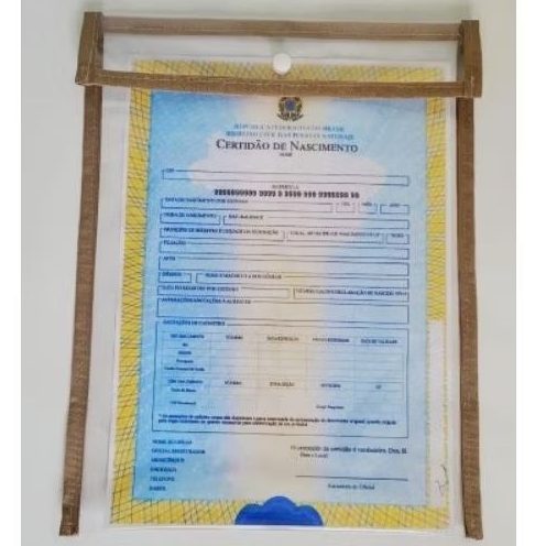 1 ou 2 Porta certidão de nascimento em PVC transparente com botão – proteção de documentos